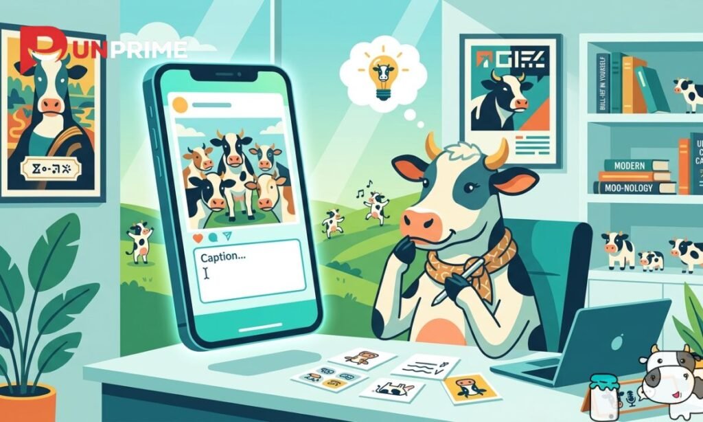 Social Media Captions and Cow Pun Names