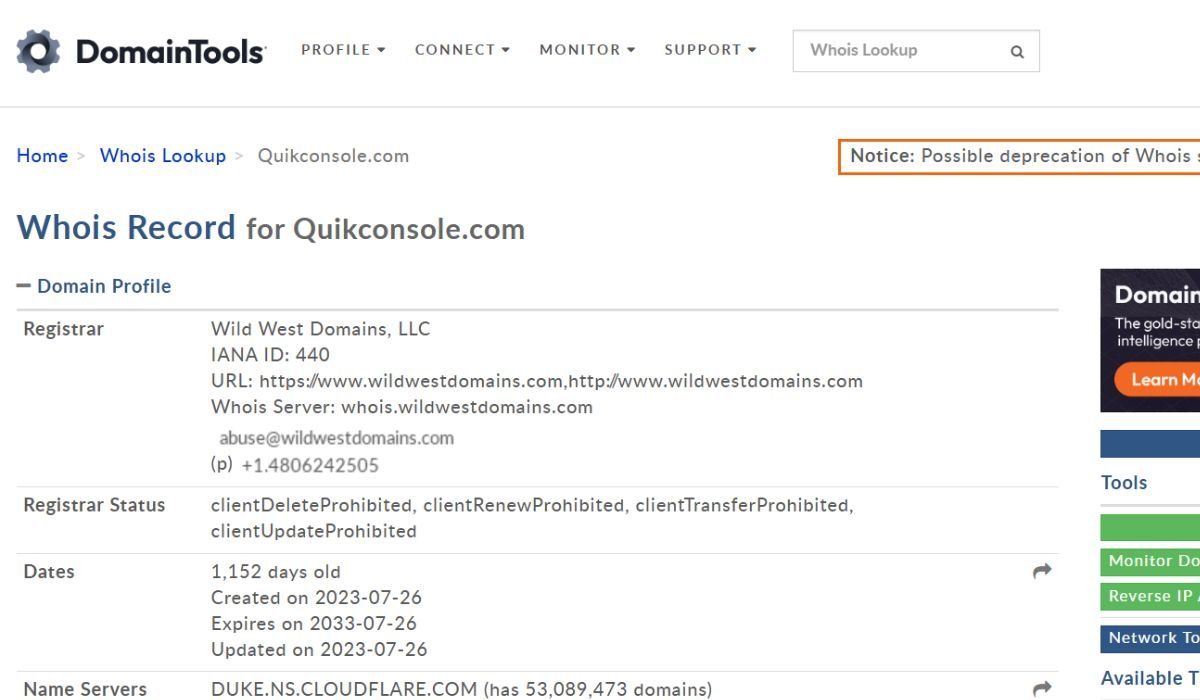 QuikConsole.com WHOIS QuikConsole.com WHOIS
